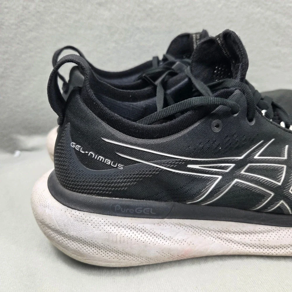Asics Gel-Nimbus 25 Black White Extra Wide 4E Running Shoes 1011B618 Mens 10.5
